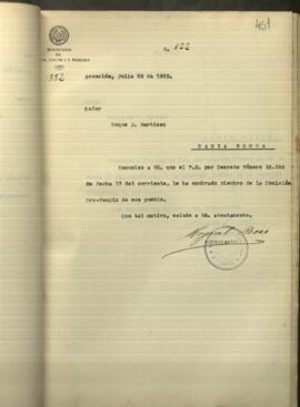 Continuación del Volumen 792 parte 1 - Notas varias de la Sección Justicia y Culto de Enero a Diciembre del año 1923.