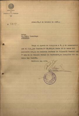 Notas remitidas del Ministerio de Justicia Culto e Instrucción Pública de Octubre a Diciembre de 1929.
