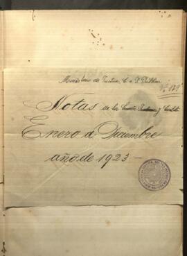 Notas varias de la Sección Justicia y Culto de Enero a Diciembre del año 1923.